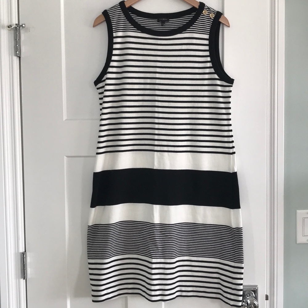 Talbots black/white cotton tank dress